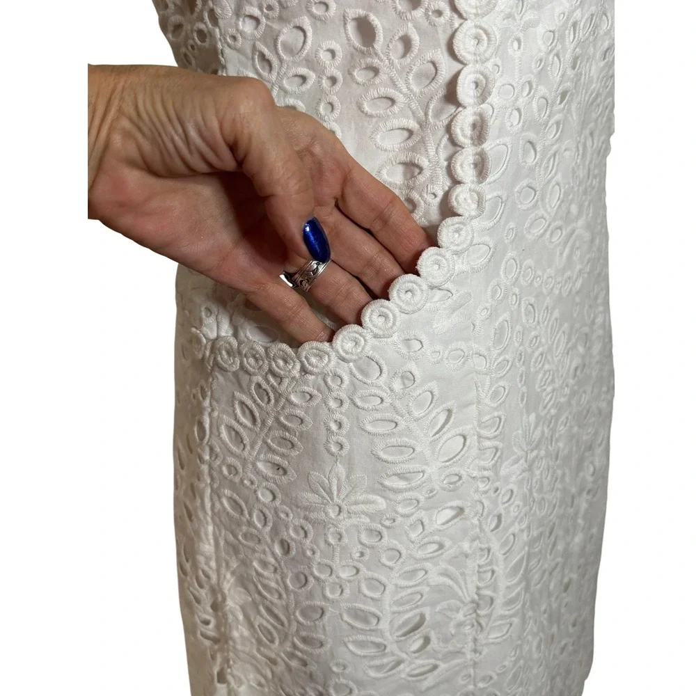 Lilly Pulitzer Shelli Stretch Eyelet Mini Sheath Dress Womens 10 Fitted Resort - Picture 4 of 12